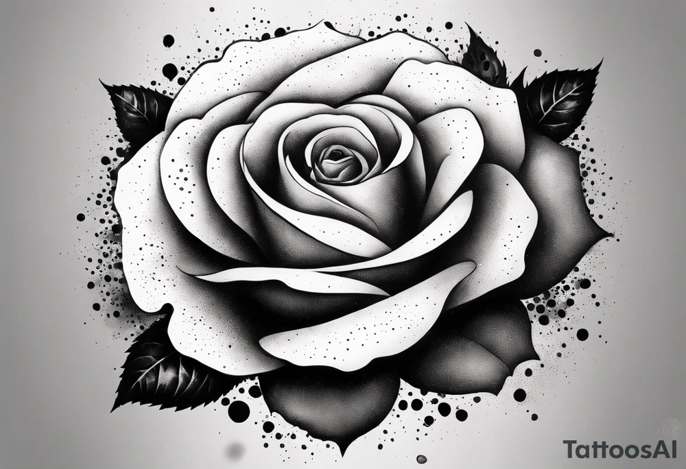 simple rose with ink splash white background tattoo idea