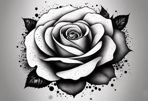 simple rose with ink splash white background tattoo idea