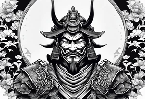 Samurai wearing an oni mask tattoo idea