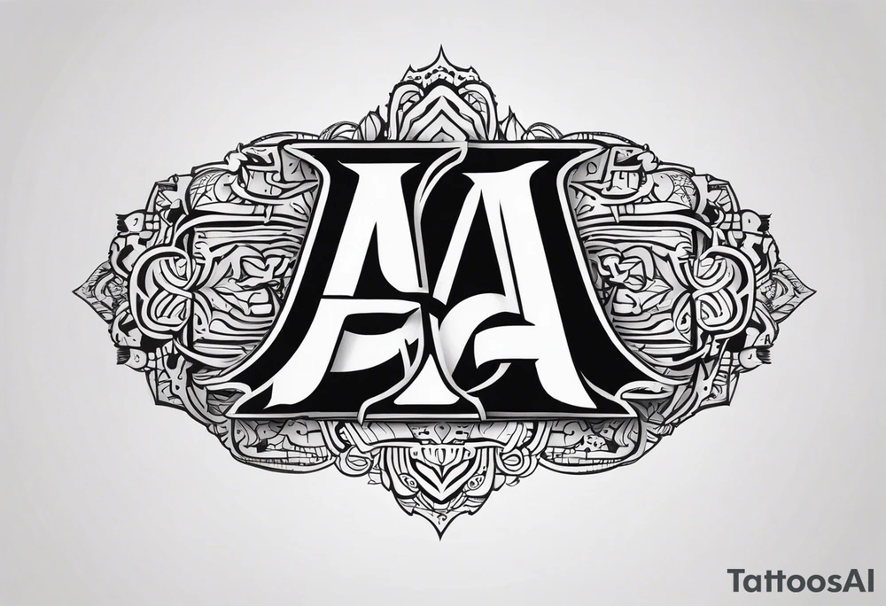 the letters A R in the middle of a ninja headband tattoo idea