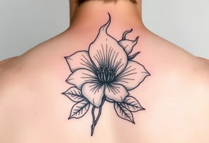 fine line dogwood blossom on fire tattoo idea