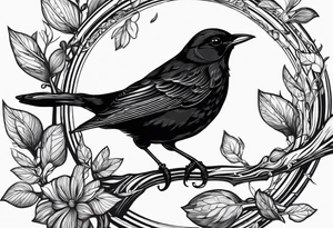 A black only blackbird outline with no extraneous details. Use the Beatles song blackbird for inspiration tattoo idea