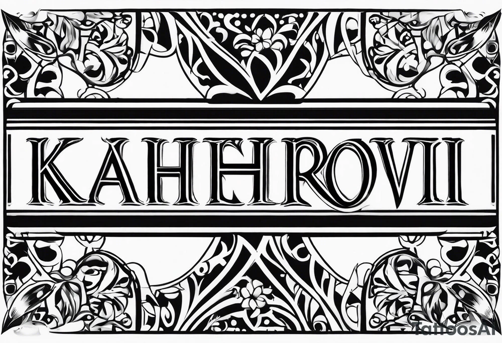 Design a tattoo featuring the name 'Kaherovi' rendered in a Sanskrit-inspired English font. tattoo idea