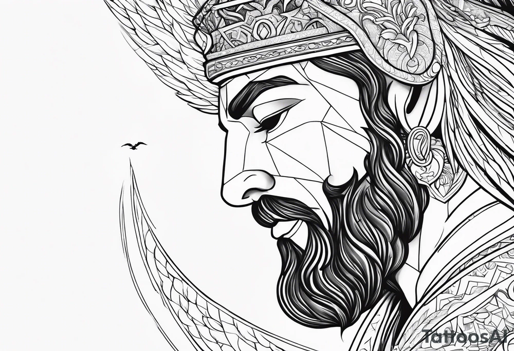 A fantasy tattoo of Jehovah in all his majestic glory opening the heaven looking down up on mankind tattoo idea