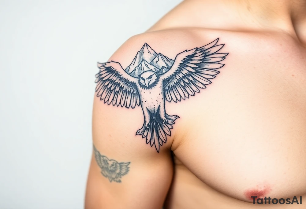 majestic eagle spreading wings against mountain peaks tattoo idea majestic eagle spreading wings against mountain peaks tattoo idea