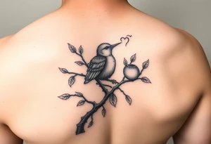 wind up bird in persimmon tree tattoo idea