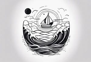 Leuchtturm 
Felsen 
Welle 
Schiff tattoo idea