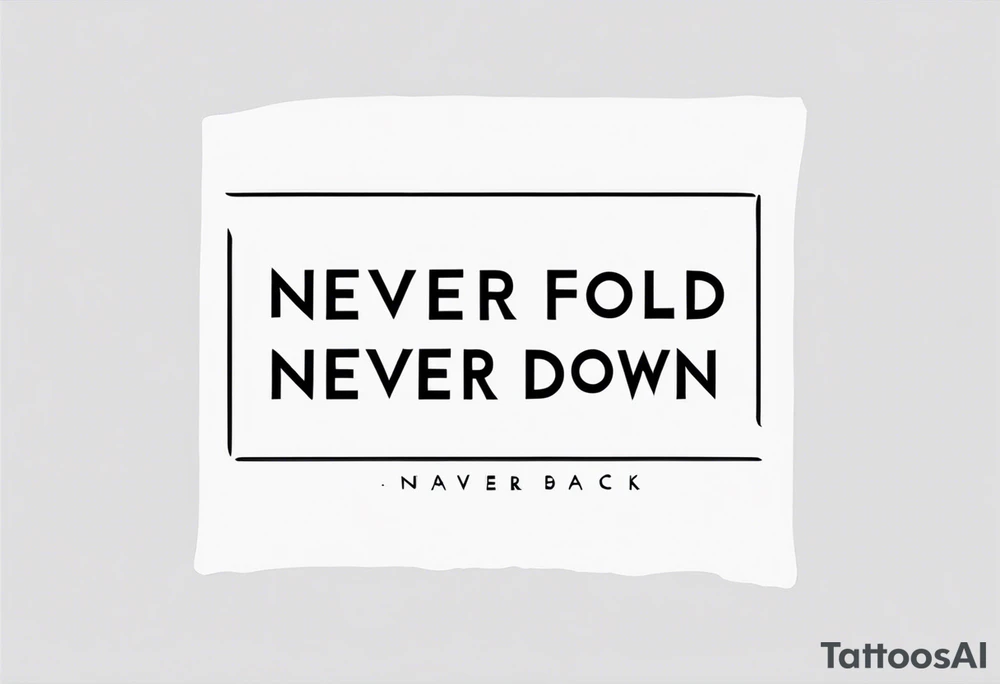 Minimalist design for a small tattoo with quote " never fold never back down" tattoo idea Minimalist design for a small tattoo with quote " never fold never back down" tattoo idea