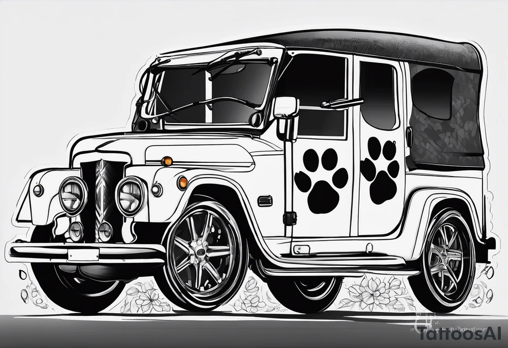 Road inside of paw print tattoo idea