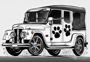 Road inside of paw print tattoo idea