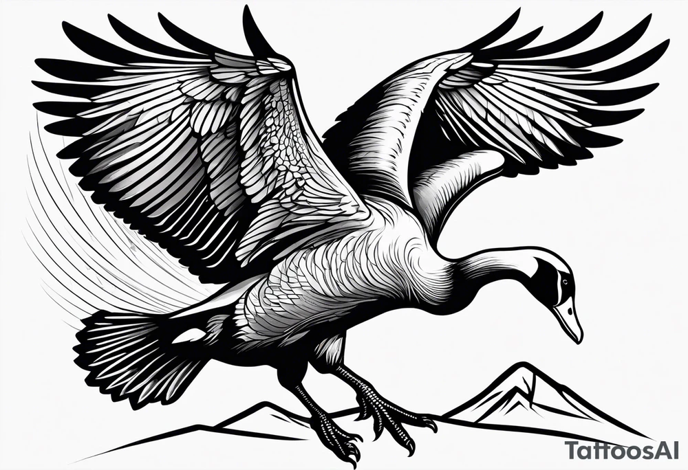angry canadian goose with wings tattoo idea
