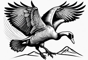 angry canadian goose with wings tattoo idea