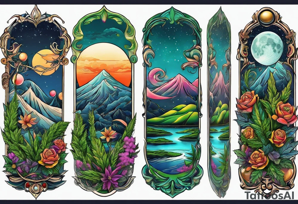 weed golf #2 the moon (arm sleeve) tattoo idea
