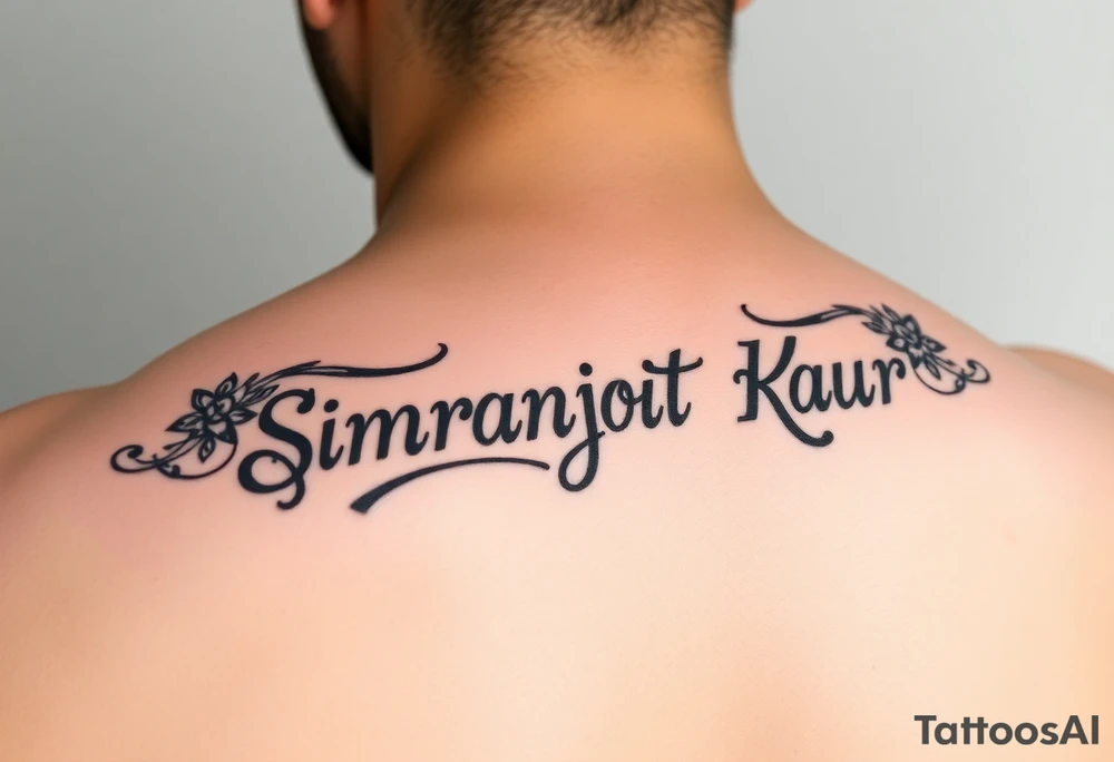A tatto of my sister name as simranjot kaur in punjabi as a best way tattoo idea