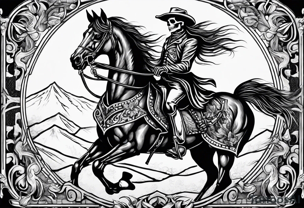 Skeleton riding a horse tattoo idea