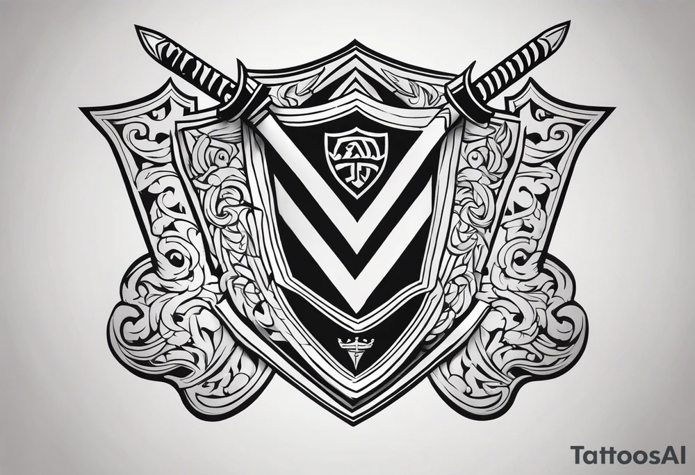 Valhalla steps shield sword tattoo idea