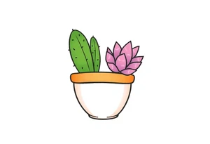 cute cacti and succulent in a pot tattoo idea