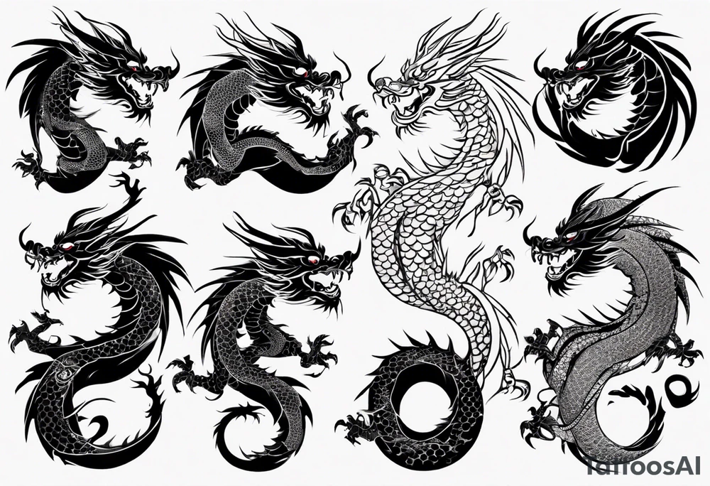 long chinese dragon with scales tattoo idea