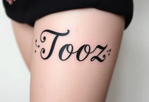 Tooz in cursive surrounded by large geers tattoo idea