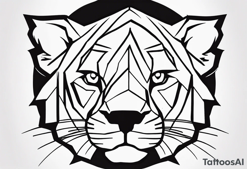 uma leoa, um leao e seus dois filhotes dentro de um retangulo tattoo idea