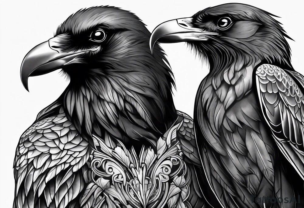 raven dad and osprey mother tattoo idea