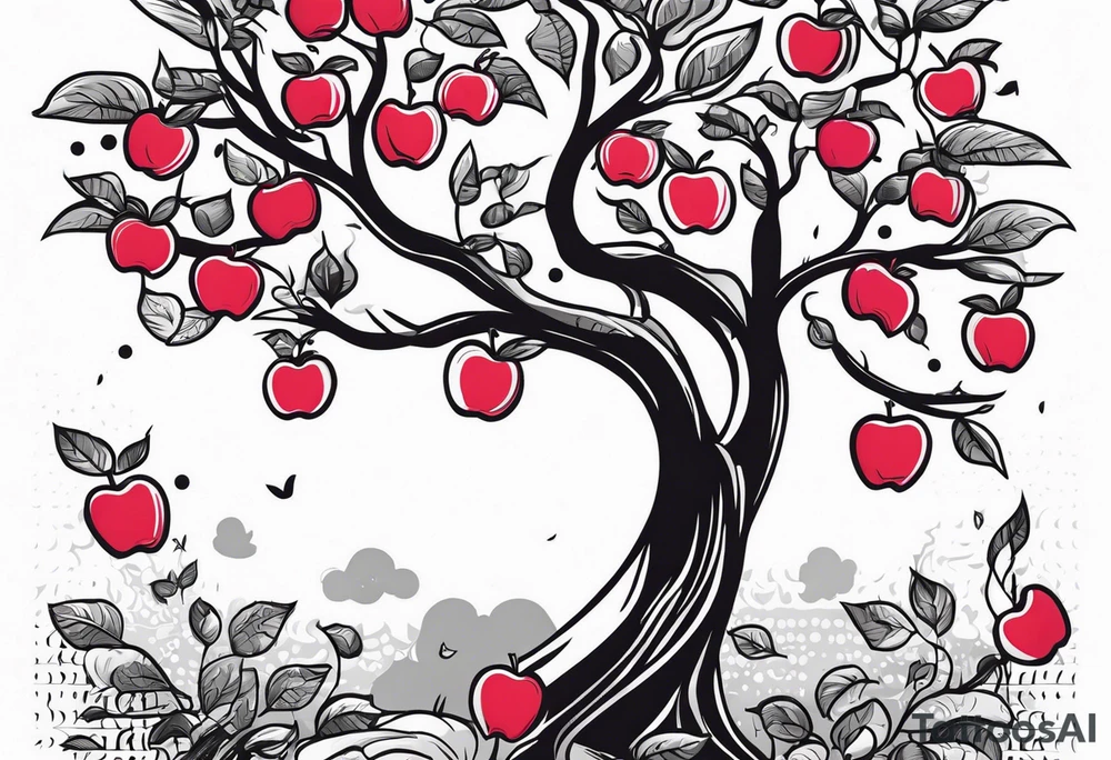 Apple tree  with  KAWA tattoo idea
