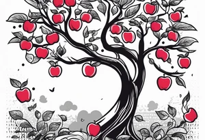 Apple tree  with  KAWA tattoo idea