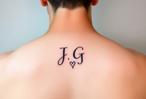 intials JG with a small heart at the bottom tattoo idea