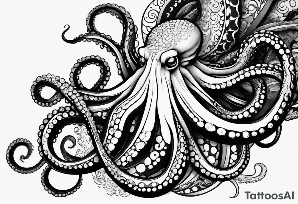 Octopus tentacle long outstretched tattoo idea