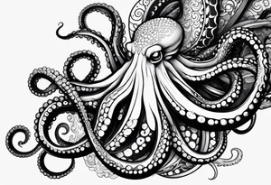 Octopus tentacle long outstretched tattoo idea
