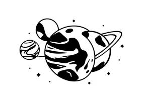 Cute cartoony planets tattoo idea