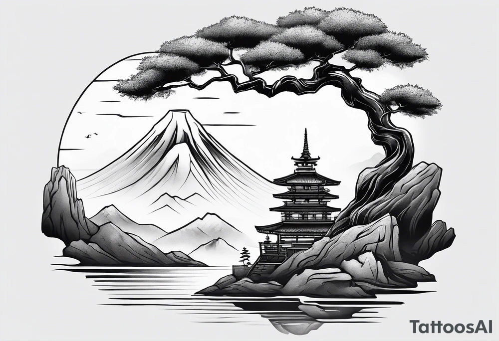 samurai and bonsai tree tattoo idea