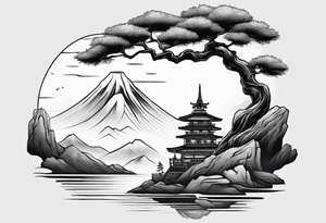 samurai and bonsai tree tattoo idea