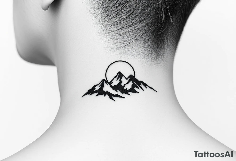 Mountains with rising sun tattoo idea