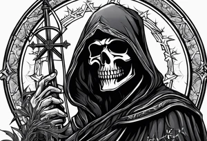 Grim reaper holding a snow flake tattoo idea
