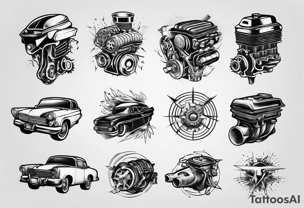 car engine tattoo idea