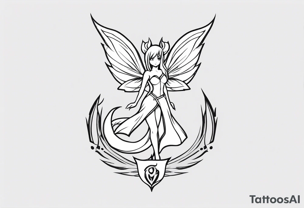 A fairy with a tail inspired by the Fairy Tail anime guild logo tattoo idea