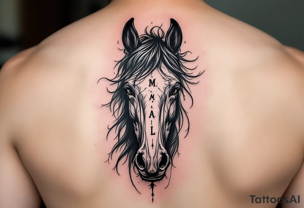 horse silhouette 
from the front
with littles letters M, A, L tattoo idea