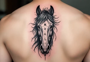 horse silhouette 
from the front
with littles letters M, A, L tattoo idea