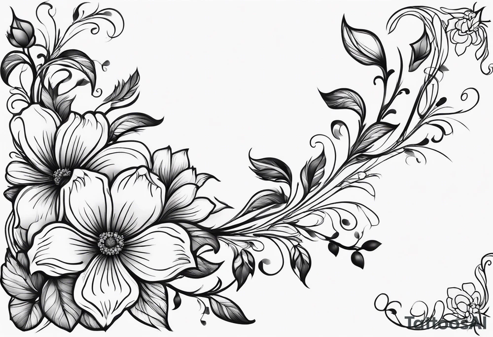 Floral minimalistic vine tattoo idea