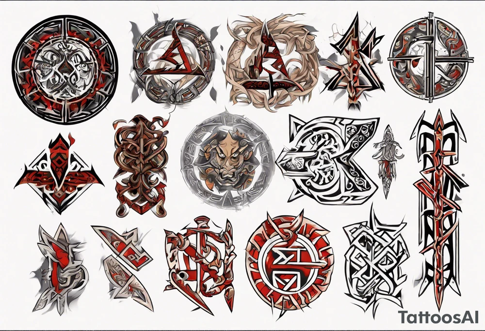 Nórdic runes Style yakuza tattoo idea