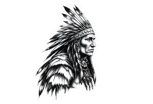Lone Native American warrior in nature tattoo idea