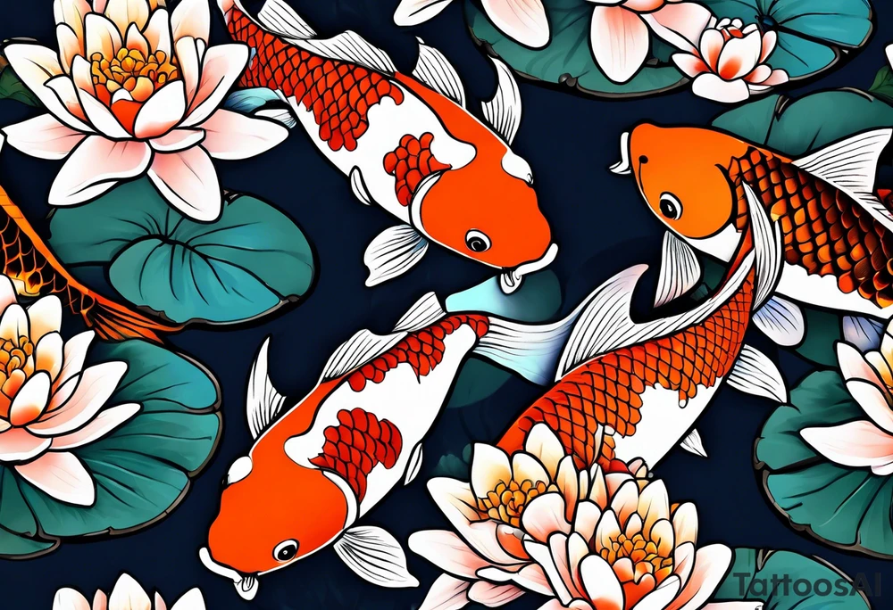 koi fish, in pond tattoo idea