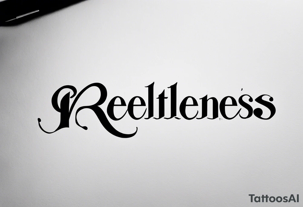 Please generate a simple tattoo that is letters only. Would like the tattoo to include on the word "relentless" however I would like the T to be a cross. tattoo idea