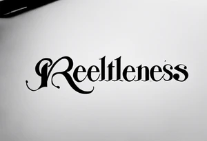 Please generate a simple tattoo that is letters only. Would like the tattoo to include on the word "relentless" however I would like the T to be a cross. tattoo idea