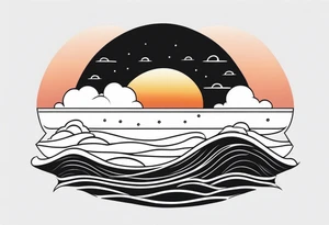 Sea and sunset tattoo.
Simple. black and white. tattoo idea