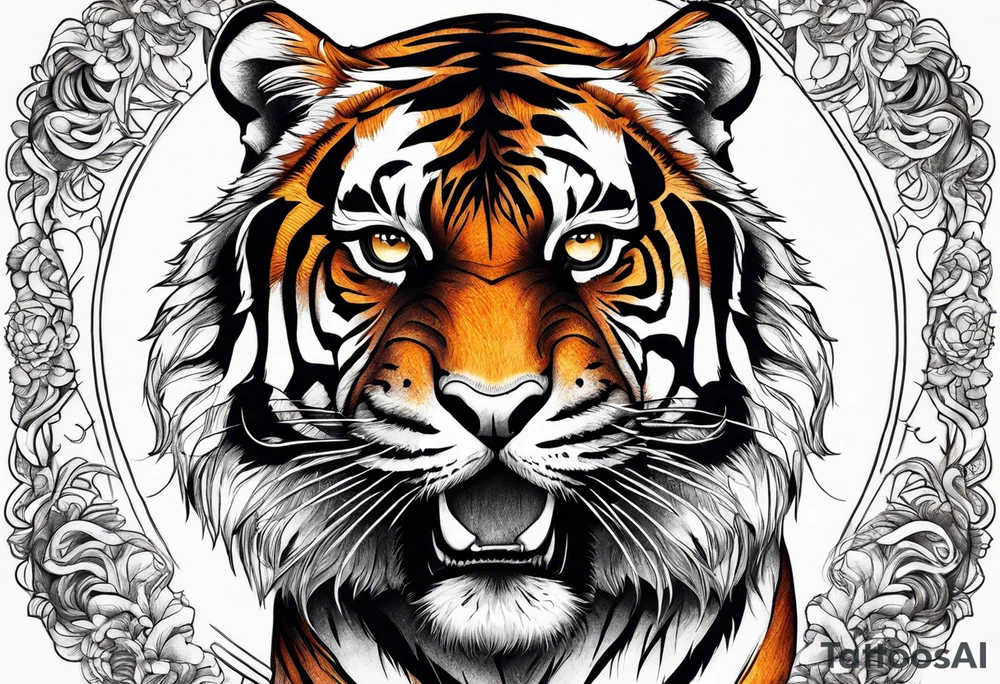 tiger striking a fierce pose tattoo idea