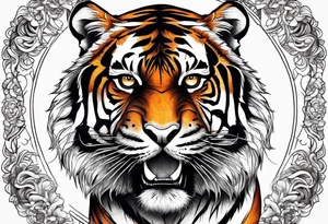 tiger striking a fierce pose tattoo idea