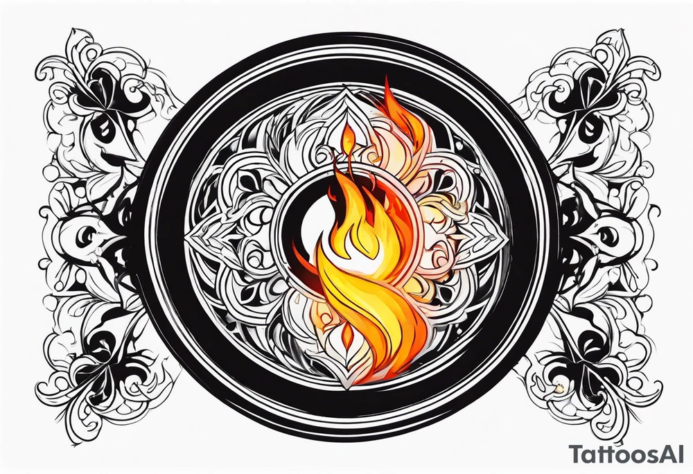 Vinil disc on fire tattoo idea