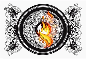 Vinil disc on fire tattoo idea